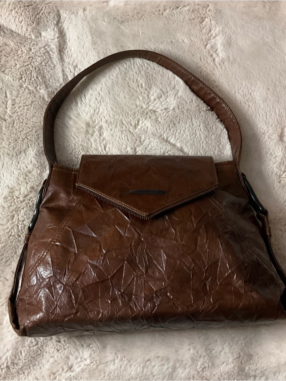 Brown vegan-Leather Shoulder Bag
